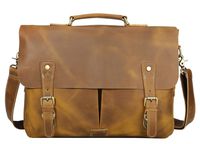 Polare 15.7'' Real Leather Messenger Work Bag Business Laptop Briefcase Casual Satchel