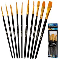Crafts 4 ALL Paint Brushes Set 10 Pieces Professional Fine Tip Paint Brush Set Round Pointed Tip Nylon Hair Artist Acrylic Paints Brush for Watercolor Oil Painting (10)
