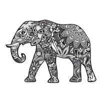 Black and White Paisley Elephant - 4 Inch Full Color Decal for Macbooks or Laptops - Proudly Made in The USA from Adhesive Vinyl