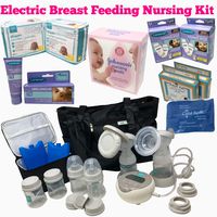Breast Pump Bundle: Electric Double Breast Pump with Nursing Purse, Breast Milk Storage Bags, Disposable Newborn Diapers, Natural Nursing Nipple Cream, and Nursing Breast Pads