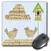 3dRose Print of Sheet Music Birds & Birdhouse Mouse Pad, 8" x 8" (mp_204177_1)