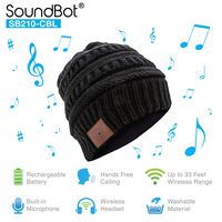 SoundBot¨ SB210 HD Stereo Bluetooth 4.1 Wireless Smart Beanie Headset Musical Knit Headphone Speaker Hat Speakerphone Cap,Built-in Mic (Cable/Black)