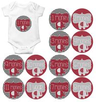 Gift Set of 12 Round Keepsake Photography Monthly Baby Stickers with Alabama Football MOSB002