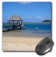 3dRose LLC 8 X 8 X 0.25 Inches Exotic and Tropical Fiji Beach with Thatched Roof Pier Mouse Pad (mp_22786_1)