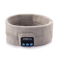 SUNG-LL Wireless Stereo Headphone Handsfree Sleep Headset Sports Scarf Headband Light Grey