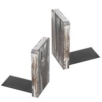 MyGift Torched Wood Office Desktop Bookends, Decorative Bookshelf Display Organizers, 1 Pair
