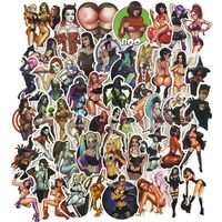 Sexy Girl Laptop Stickers, Pin Up Devil Women Vinyl Water Bottle Travel Case Computer Wall Skateboard Motorcycle Phone Bicycle Luggage Guitar Bike Stickers Decal 50Pcs Pack