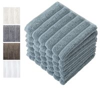 Classic Turkish Towels Luxury Ribbed Washcloths - Soft Thick Jacquard Woven 6 Piece Bath Set Made with 100% Turkish Cotton (Spa Blue, 13x13 Washcloths)