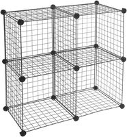 AmazonBasics 4 Cube Grid Wire Storage Shelves, Black