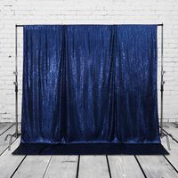 Poise3EHome Sequin Photography Backdrop Curtain with Non See-Through (Non-Transparent) Backing for Party Decoration, (4ft x 6.5ft, Navy Blue)