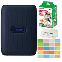 Fujifilm Instax Mini Link Smartphone Printer Plus Fujifilm Instax Mini Films 20 Pack. Plus Stickers. Bonus All-Purpose Microfiber Cloth (Denim)
