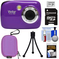Vivitar ViviCam VX022 Digital Camera (Purple) with 16GB Card + Case + Tripod + Kit