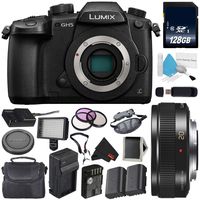 Panasonic Lumix DC-GH5 Mirrorless Micro Four Thirds Digital Camera (Body Only) + Panasonic Lumix G 20mm Lens (International Version) + 128GB Class 10 Memory Card Bundle