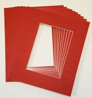 Pack of 10 RED 8x10 Picture Mats Matting with White Core Bevel Cut for 5x7 Pictures