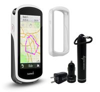 Garmin Edge 1030 GPS Cycling Computer with Original Garmin Silicone Case and Wearable4U Power Pack Bundle (Device Only, White)