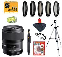 Sigma 35mm F1.4 DG HSM Art Lens with UV, CPL, FLD, ND4,+10 Macro Filters and Bundle for Nikon D7100, D7000, D5300, D5200, D5100, D3300, D3200 and D3100 Digital SLR Cameras