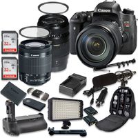 Canon EOS Digital Rebel T6s 24.2MP SLR Digital Camera with Canon EF-S 18-55mm f/3.5-5.6 is STM Lens + Tamron AF 70-300mm f/4-5.6 Lens + 2pc SanDisk 32GB Memory Cards + Battery Grip
