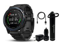 Garmin Descent MK1 Versatile Dive Computer with Surface GPS and Multisport Features and Wearable4U Ultimate Power Pack Bundle (Gray Sapphire with Titanium Band)