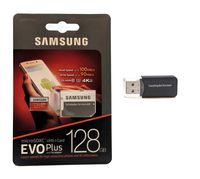 Samsung Evo Plus 128GB MicroSD Memory Card & Adapter Works with GoPro Hero 8 Black (Hero8), Max 360 UHS-I, U1, Speed Class 10, SDXC (MB-MC128G) with 1 Everything But Stromboli (TM) Micro Card Reader
