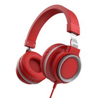 LORELEI K-30 Wired Headphones with Microphone Over Headphones Folding Lightweight Headset for Cellphones Tablets iPad Smartphones Laptop Computer PC Mp3/4 (Red)