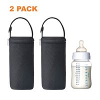 Bellotte Insulated Baby Bottle Bags (2 Pack) - Travel Carrier, Holder,Tote,Portable Breastmilk Storage (Black)