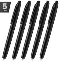 Stylus Pen- Capacitive Stylus, 3-in-1 Metal Pen, Multi-Function,Ballpoint Ink Pen,with LED Flashlight, for Touchscreen Devices, Tablets, iPads, iPhones, 5PK, Black