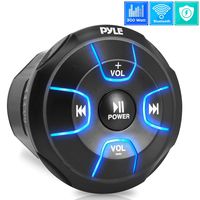 Amplified Wireless Bluetooth Audio Controller - 300 Watt Bluetooth Media Button, Waterproof Marine Receiver Remote Control W/Aux, Mount for Car Truck Boat Marine Powersport Vehicles - Pyle Plmrbt18