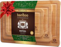 Organic Bamboo Cutting Board with Juice Groove (3-Piece Set) - Best Kitchen Chopping Board for Meat (Butcher Block) Cheese and Vegetables | Anti Microbial Heavy Duty Serving Tray w/Handles