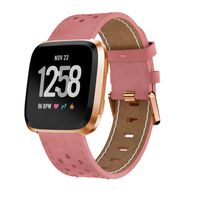 KisFace Fitbit Versa Replacement Leather Bands, Fitbit Accessories Wristbands Flower Print Series Strap for Fitbit Versa(Pink 2)