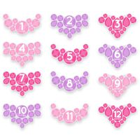 Tiny Ideas First Year Monthly Milestone Necklace Photo Sharing Baby Belly Stickers, 1-12 Months, Pink
