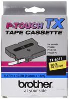 Brother TX6311 1/2in Black On Yellow for Pt-30/35/8000/pc