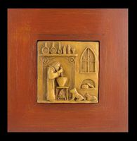 St. Paschal Baylon, Patron/Blesser of Cooks and Chefs, Cooking with Friends, Handmade Framed Tableau