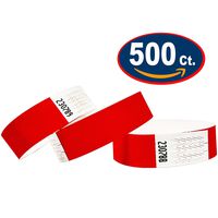 Tyvek Wristbands - 500 Pack - Neon RED - 3/4" Tyvek Wristbands for Events