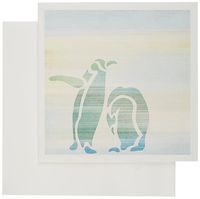 3dRose Aqua Penguins abstract animal art - Greeting Cards, 6 x 6 inches, set of 12 (gc_152077_2)