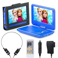 eXuby 11.5" Portable DVD Player for Car, Plane & More - 7 Car & Travel Accessories Included - 9" Swivel Screen - Whopping 6 Hour Battery Life - Perfect Portable DVD Player for Kids - Blue