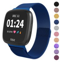 Limque Magnetic Bands Compatible with Fitbit Versa/Versa 2/Versa Lite/SE, Women Men Metal Adjustable Replacement Wristband for Fitbit Versa Smart Watch Multi-Color (Blue, Small)