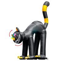 Halloween Haunters Giant 21 Foot Inflatable Scary Black Cat Yard Prop Decoration Animated Rotating Turning Shaking Head Flashing Multi-Color LED Eyes - Indoor Outdoor Lawn Blow Up Haunted House Party