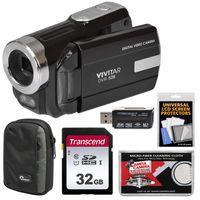 Vivitar DVR-508 HD Digital Video Camera Camcorder (Black) with 32GB Card + Case + Kit