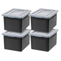 IRIS USA, Inc. R-FB-21E Letter & Legal Size File Box (4 Pack), Medium, Black, 4 Count