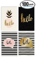 Hello Greeting Cards, All Occasion Cards, 100-Pack, 4 x 6 inch, 4 Elegant Cover Designs, Blank Inside, by Better Office Products, Thinking of You Cards, Hello Note Cards, with Envelopes, 100 Pack