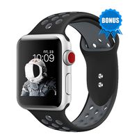 NOMBARGO Sport Watch Band Replacement for Apple Watch Band 42mm 44mm Comfortable Silicone Wrist Band, Great Gift Compatible with Series 1 to 5 (Black-Grey)