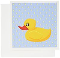 3dRose Rubber Ducky - Light Blue Polka Dots - Art for Children - Greeting Cards, 6 x 6 inches, set of 6 (gc_53550_1)