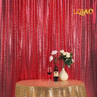 LQIAO Shiny Sequin Backdrop Background 9FTx9FT-Red,Sequin Curtain Backdrop Photo Booth Wedding Props Glitter Party Background Decoration,Pocket 9x9FT(270x275cm)