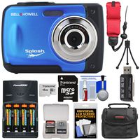 Bell & Howell Splash WP10 Shock & Waterproof Digital Camera (Blue) with 16GB Card + Batteries & Charger + Case + Tripod + Float Strap Kit