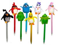 Angry Birds Plush Pen, Medium Ball Point Nib, Black Ink, Set of 8, Assorted Character Designs (07313)