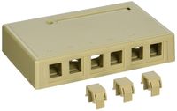 Hellermann Tyton SMBSIX-I Surface Mount Box, 6 Port, 6.69" x 1.36" x 4.33", PVC, Ivory