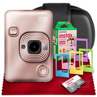 Fujifilm INSTAX Hybrid Mini LIPLAY (Blush Gold) + Fujifilm Instax Mini Instant Film (20 Shots) + Camera Case & 16GB Accessory Bundle (USA Warranty)