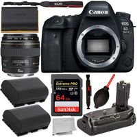 Canon EOS 6D Mark II DSLR Camera (Body Only 1897C002) with Canon EF 85mm f/1.8 USM Lens and Ultimaxx Battery Grip for CANON 6D MKII and Starter Accessory Bundle: Includes - Sandisk 64GB Extreme Pro Me