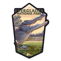 Lantern Press Everglades National Park, Florida - Alligator Scene - Contour 98457 (Vinyl Die-Cut Sticker, Indoor/Outdoor, Large)