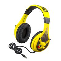 eKids Pokemon Pikachu Kids Headphones for Kids Adjustable Stereo Tangle-Free 3.5Mm Jack Wired Cord Over Ear Headset for Children Parental Volume Control Safe Perfect for School Home & Travel, Pikachu